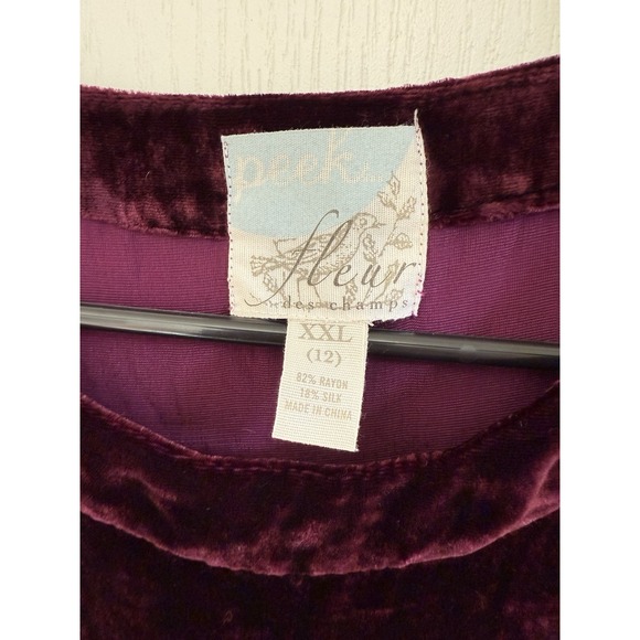 Peek Fleur Des Champs Dress Girls Sz 12 crushed velvet Burgundy Holiday silk - Picture 4 of 8